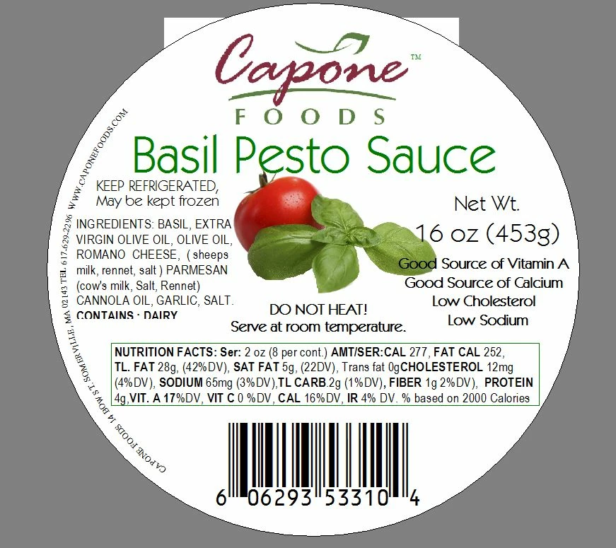 Capone Foods Sauce - Basil Pesto 1 Lb Container * STORE PICK UP ONLY 2 Capone Foods Sauce - Basil Pesto 1 Lb Container * STORE PICK UP ONLY
