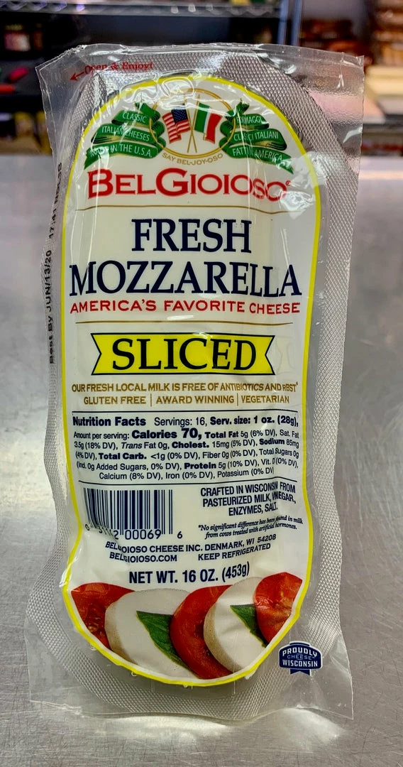 Capone Foods Sliced Fresh Mozzarella - Belgioiso Cheese 1 Capone Foods Sliced Fresh Mozzarella - Belgioiso Cheese