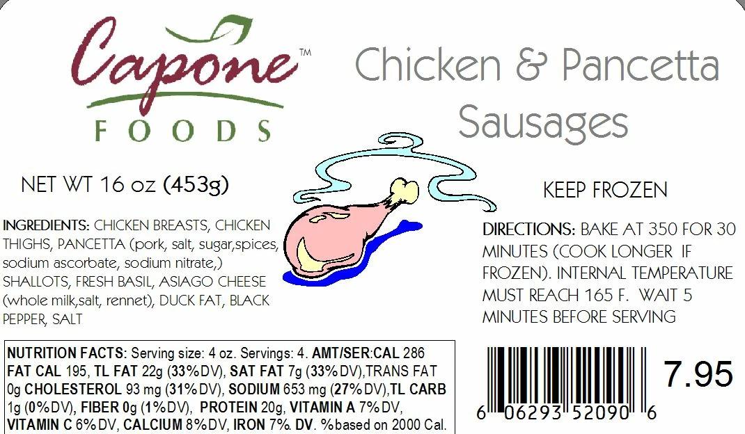 Capone Foods Chicken & Pancetta Sausage * STORE PICK UP ONLY 2 Capone Foods Chicken & Pancetta Sausage * STORE PICK UP ONLY