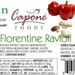 Capone Foods Ravioli - Florentine, VEGAN (no Meat Or Cheese) * STORE PICK UP ONLY