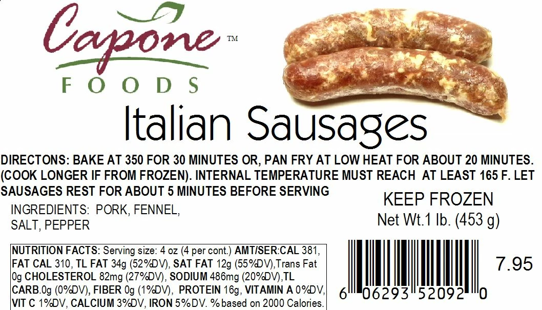 Capone Foods Italian Sausages * STORE PICK UP ONLY 2 Capone Foods Italian Sausages * STORE PICK UP ONLY