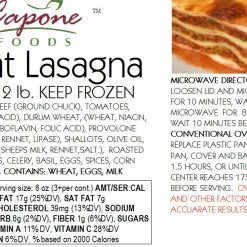 Capone Foods Lasagna - Meat * STORE PICK UP ONLY